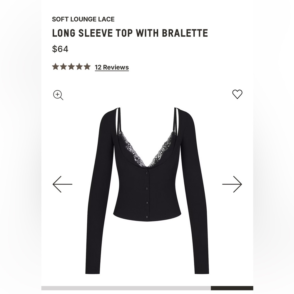 Skims Long Sleeve Top w/ built in bra
